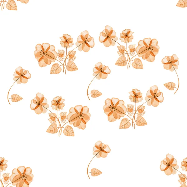Квітковий безшовний візерунок в бежевих тонах в акварелі вручну — стокове фото