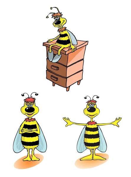 Three cheerful bees. — Stock Vector