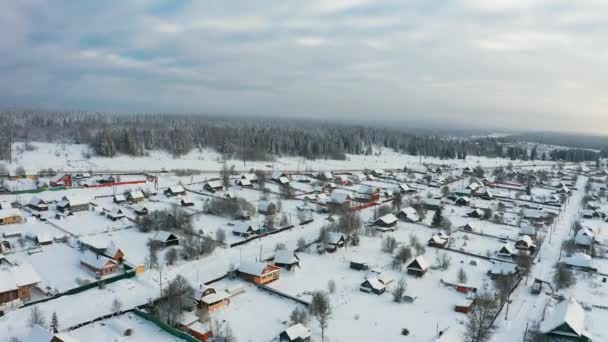 Vista aérea da aldeia no inverno — Vídeo de Stock