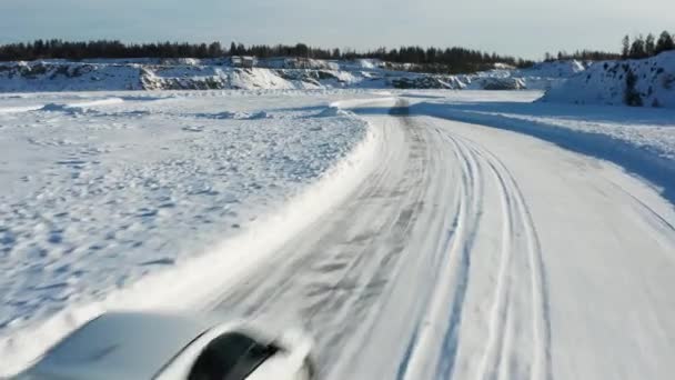 Corrida de rali de gelo no inverno — Vídeo de Stock