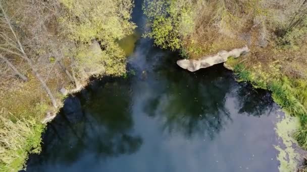 Vista Aérea Del Hermoso Paisaje Del Río Que Fluye Entre — Vídeos de Stock