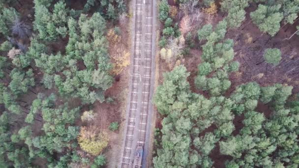 Vista Aérea Comboio Mercadorias Campo Vista Panorâmica Estação Ferroviária Perto — Vídeo de Stock