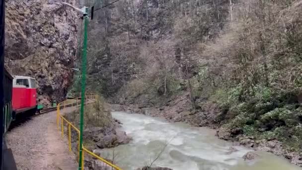 Agua Lluvia Que Fluye Desde Desagüe Hasta Río Montaña Agua — Vídeos de Stock
