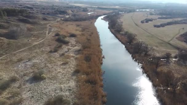 Rustige Rivier Het Platteland Van Boven Een Geweldige Rivier Met — Stockvideo