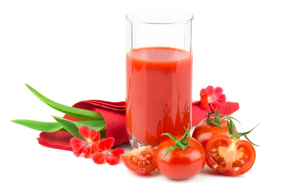 Tomato juice with slices of  tomatoes — Stock Photo, Image