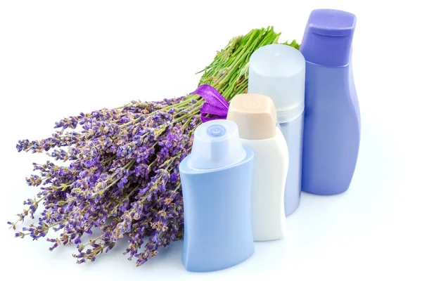 Kroppsvårdsprodukter med lavendel — Stockfoto