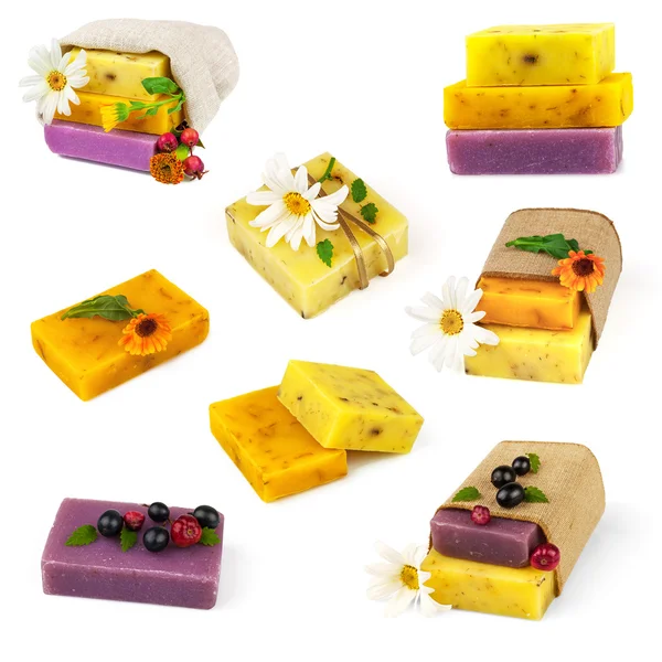 Set of soap with flowers — Stock Photo, Image