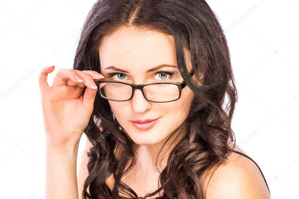 Woman in glasses isolated