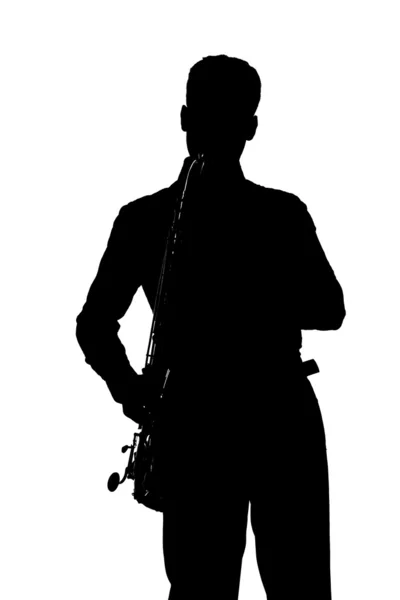 Silhouette giocatore sassofono — Foto Stock