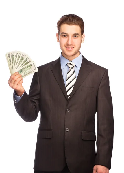 Man with money isolated — Stock Photo, Image