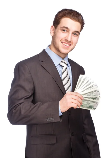 Man with money in suit — Stock Photo, Image