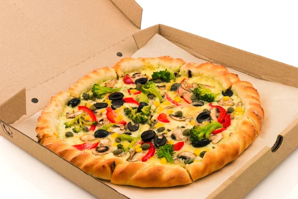 Pizza i pappesker – stockfoto