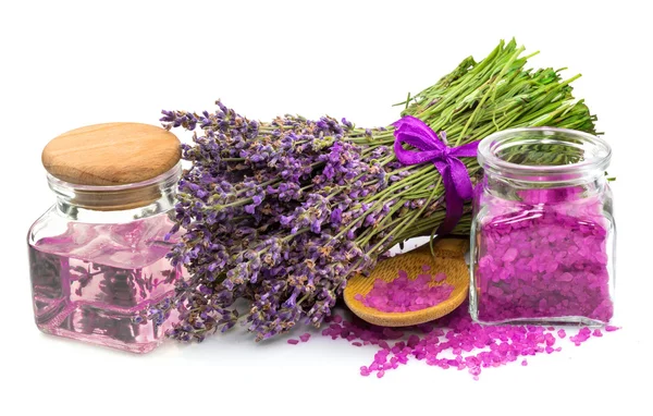 Naturlig produkt, lavendel, olja, arom salt — Stockfoto