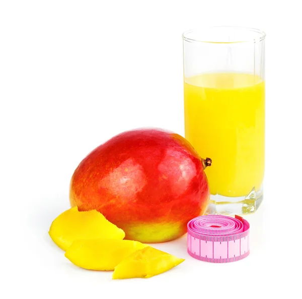 Mango juice, mango fruit with centimeter — Stock Photo, Image