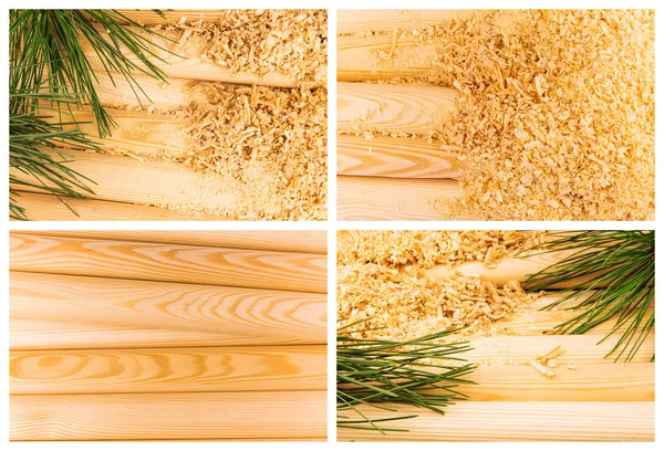 Wooden sawdust,pine branches — Stock Photo, Image