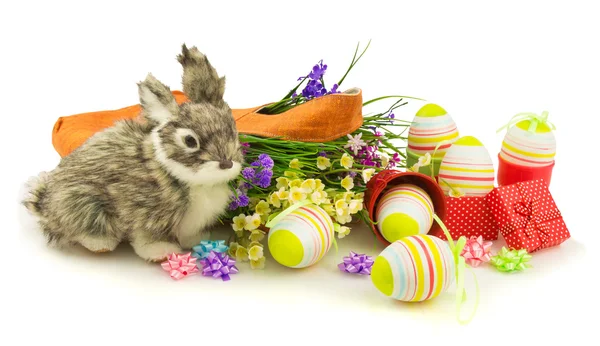 Rabbit and easter eggs — Stock Photo, Image