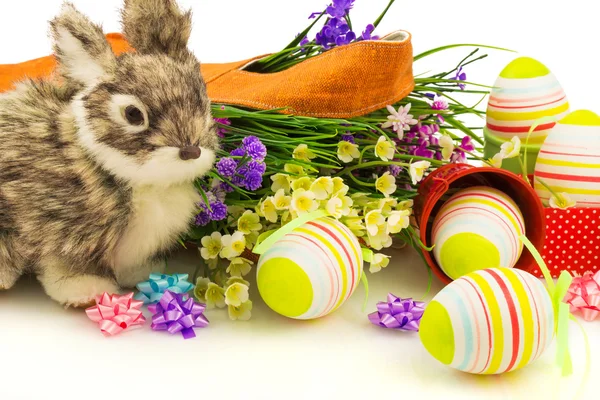 Rabbit and easter eggs — Stock Photo, Image