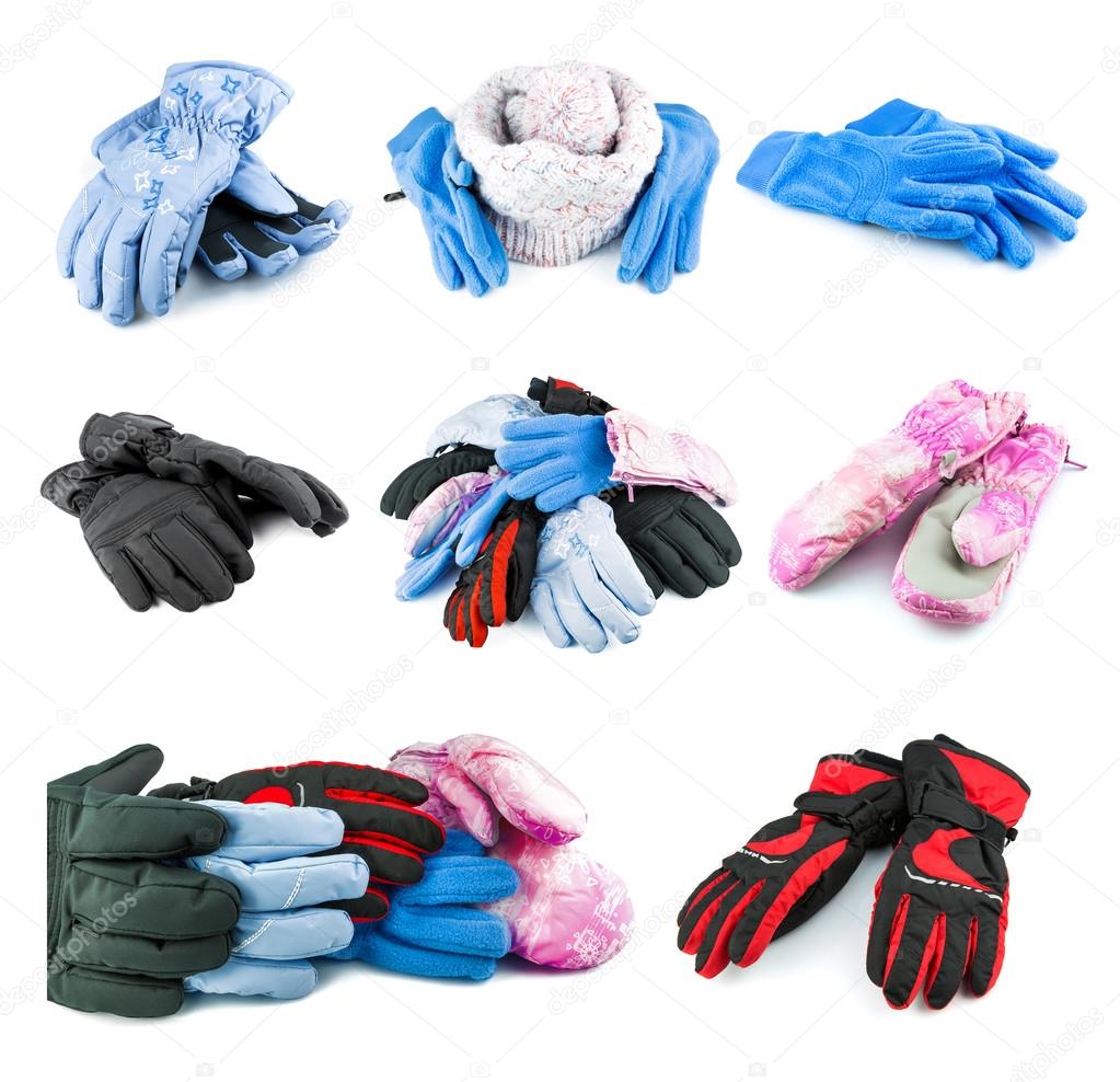 ski gloves and knitted hat