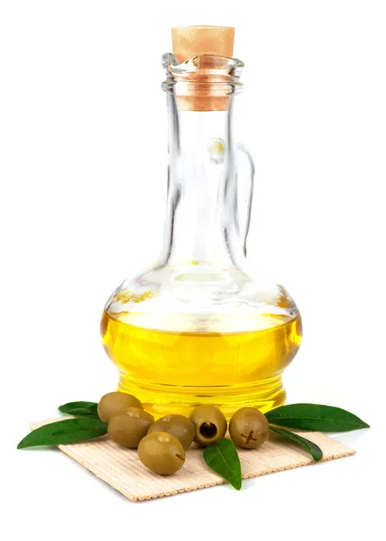 Bottiglia di vetro di olio d'oliva — Foto Stock