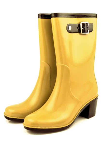 Yellow rubber boots — Stock Photo, Image