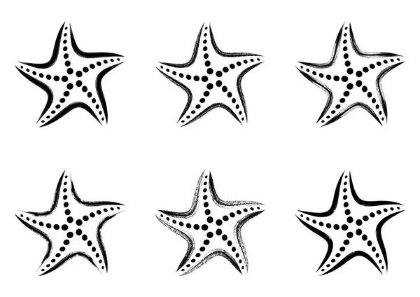 Black vector stylized starfish icons — Stock Vector