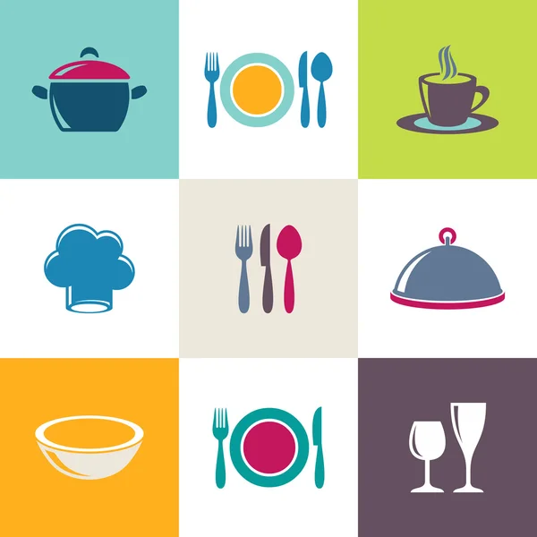 Colección de iconos de menú de restaurante — Vector de stock