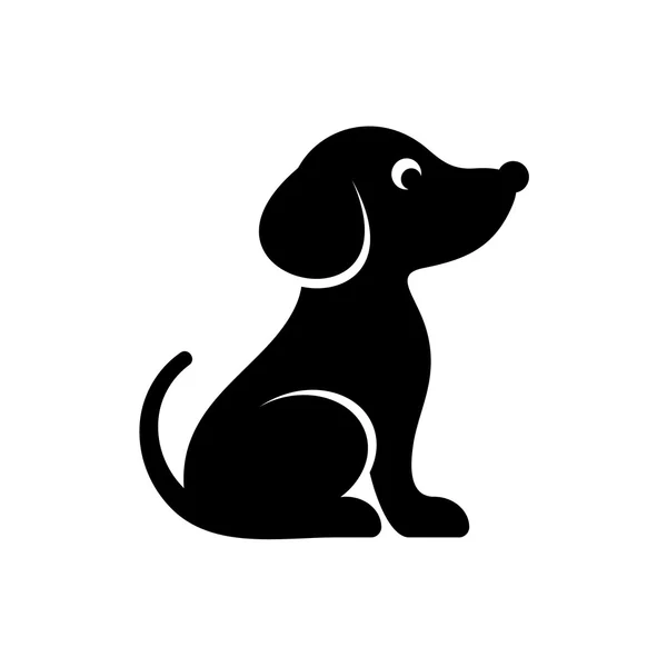 Lindo icono perro vector negro — Vector de stock