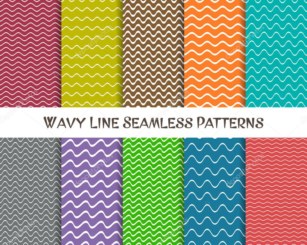 Vector wavy line seamless patterns