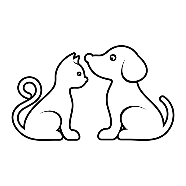 Lindo vector de gato y perro iconos — Vector de stock