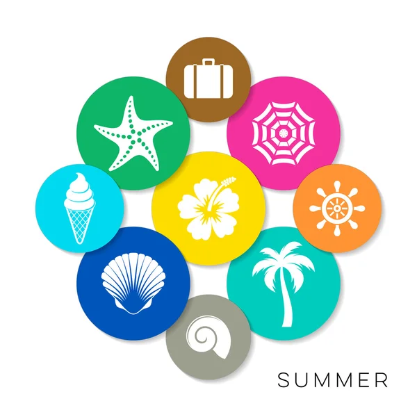 Modern colorful vector summer icons — Stock Vector