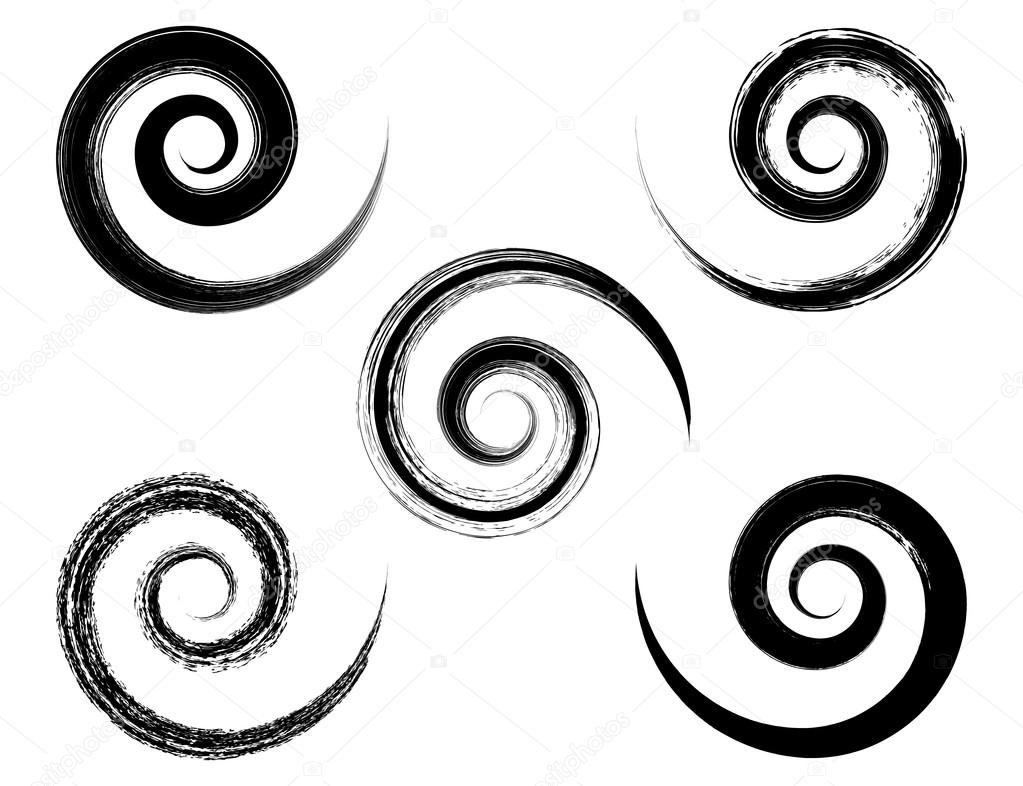 Spiral vector black brush strokes collection Stock Vector Image by