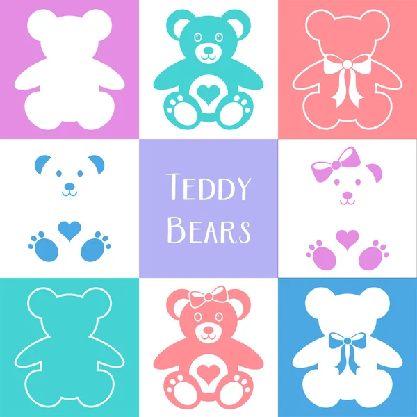 Cute teddy beren pictogrammen — Stockvector