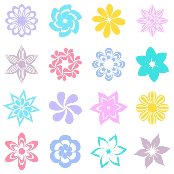 Abstract vector kleurrijke bloem pictogrammen — Stockvector