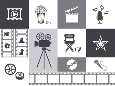 Vektör retro film ve müzik simgeleri