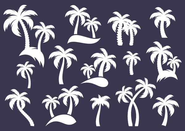 Palm tree silhouette icons — Stock Vector