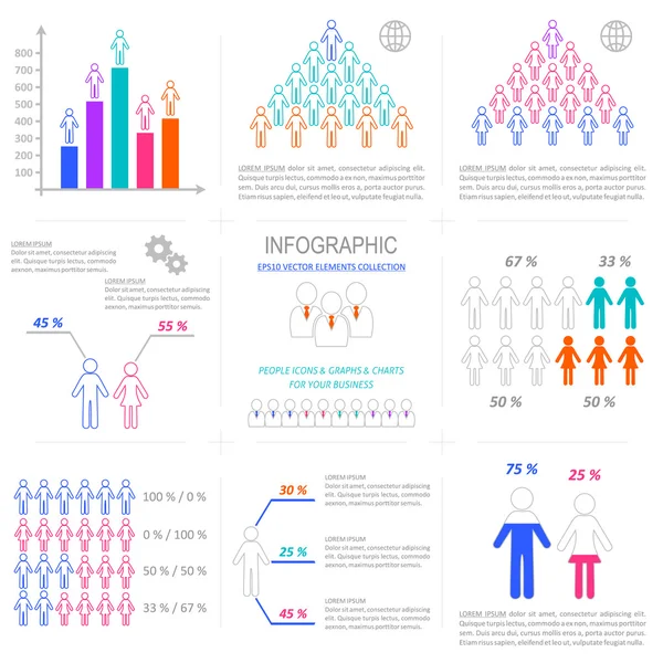 Colección de iconos de gente de infografía vectorial — Archivo Imágenes Vectoriales