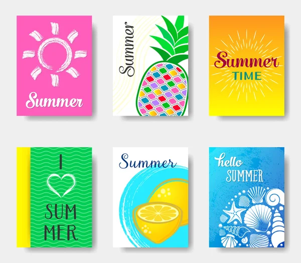 Hermosa colección de tarjetas de verano — Vector de stock