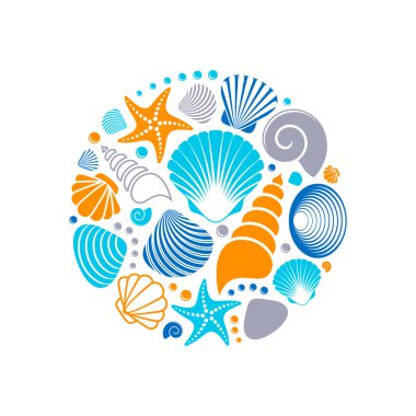 Renkli vektör yaz deniz kabukları