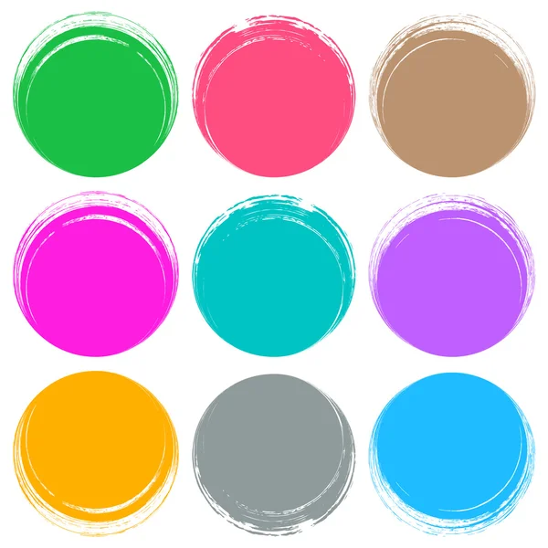 Colorful brush strokes circle buttons — Stock Vector