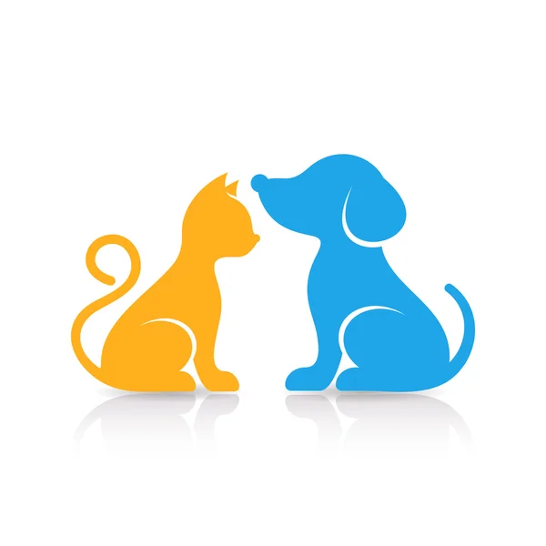 Színes aranyos macska és kutya sziluettek — Stock Vector