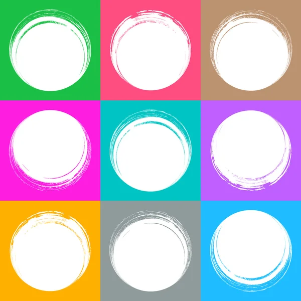 Coups de pinceau colorés boutons de cercle — Image vectorielle