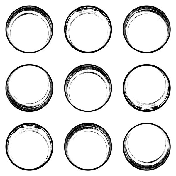 Zwarte penseelstreken cirkel knoppen — Stockvector