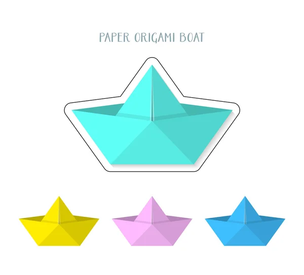 Collection de bateaux origami papier coloré — Image vectorielle