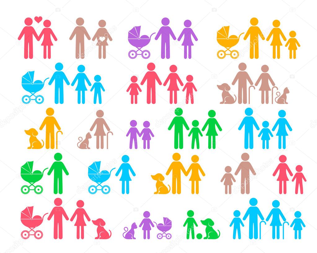 Colorful vector family pictograms