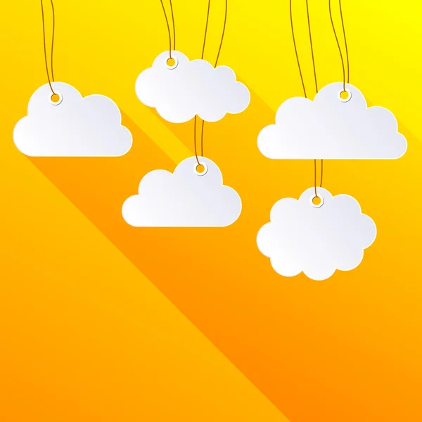 White blank hanging paper clouds — Stock Vector