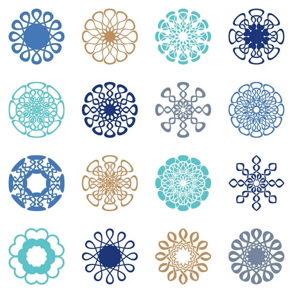 Abstract geometrische ronde ornamenten collectie — Stockvector