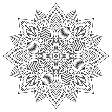 Siyah vektör ince çizgi mandala dairesel tasarımı