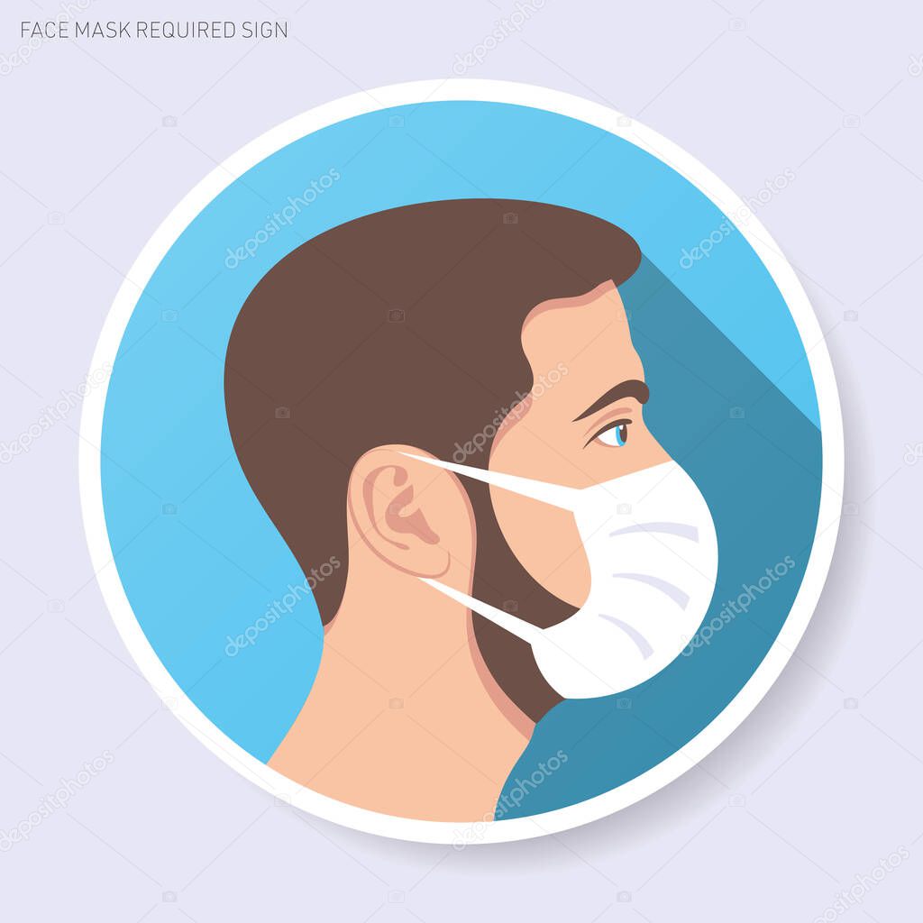 Vector face mask required circle web icon