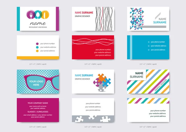 Vector business card design templates big set — Stock Vector
