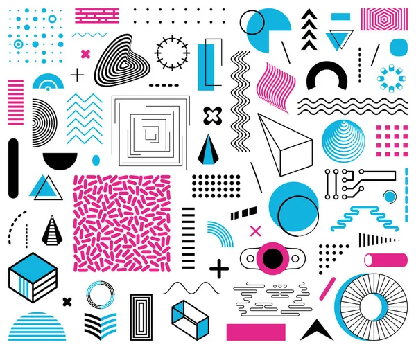 Diverse abstracte vector memphis design element set — Stockvector